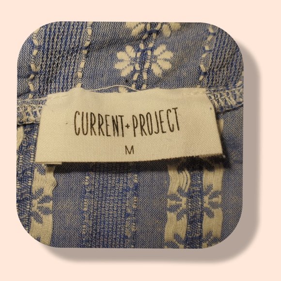 Current Project blue & white romper, sz Med EUC - Picture 4 of 6